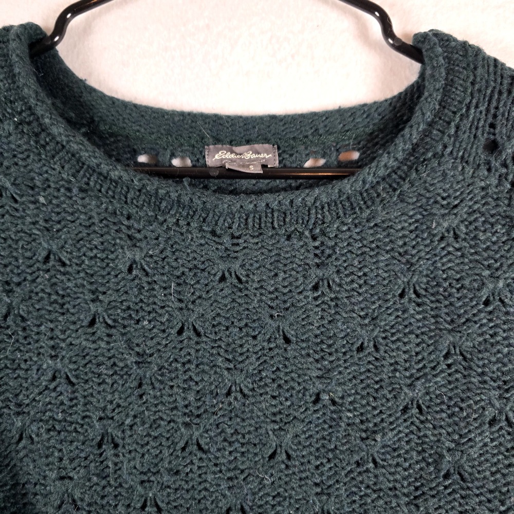 Eddie Bauer Roll Neck Sweater‎ Womens Small Green Knit Wool Camel Blend - Picture 2 of 11